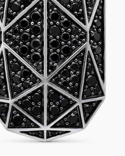 Mens Faceted Amulet in Sterling Silver with Black Diamonds, 36.3mm