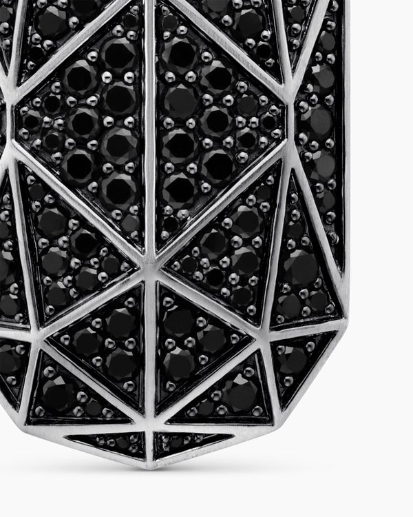 Amulette Faceted en argent sterling avec diamants noirs, 36,3 mm