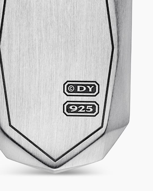 Mens Faceted Amulet in Sterling Silver with Black Diamonds, 36.3mm