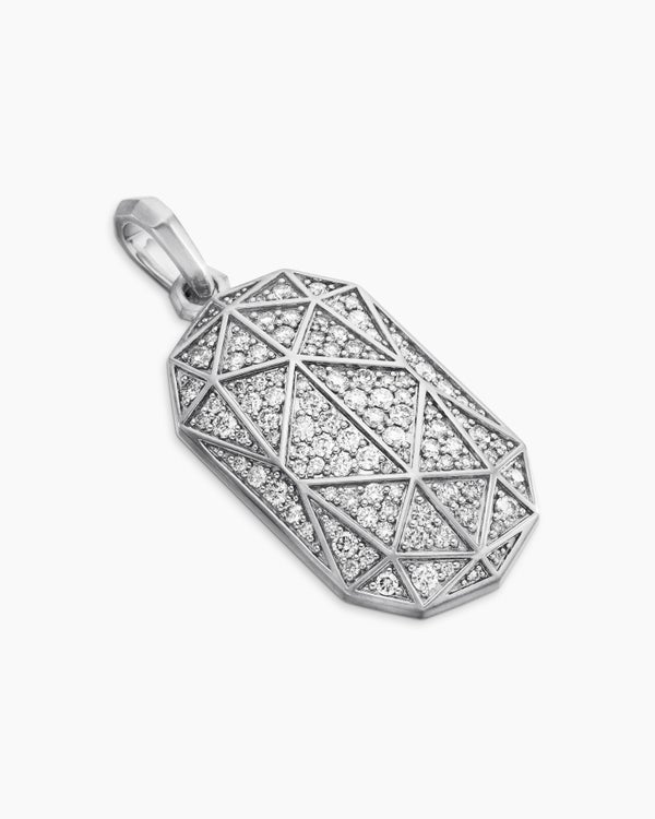 Faceted Amulet in Sterling Silver with Diamonds, 36.3mm