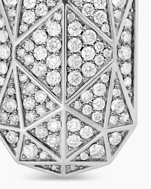 Mens Faceted Amulet in Sterling Silver with Diamonds, 36.3mm