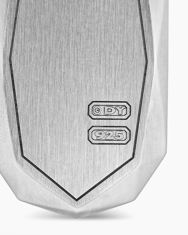 Faceted Amulet in Sterling Silver with Diamonds, 36.3mm