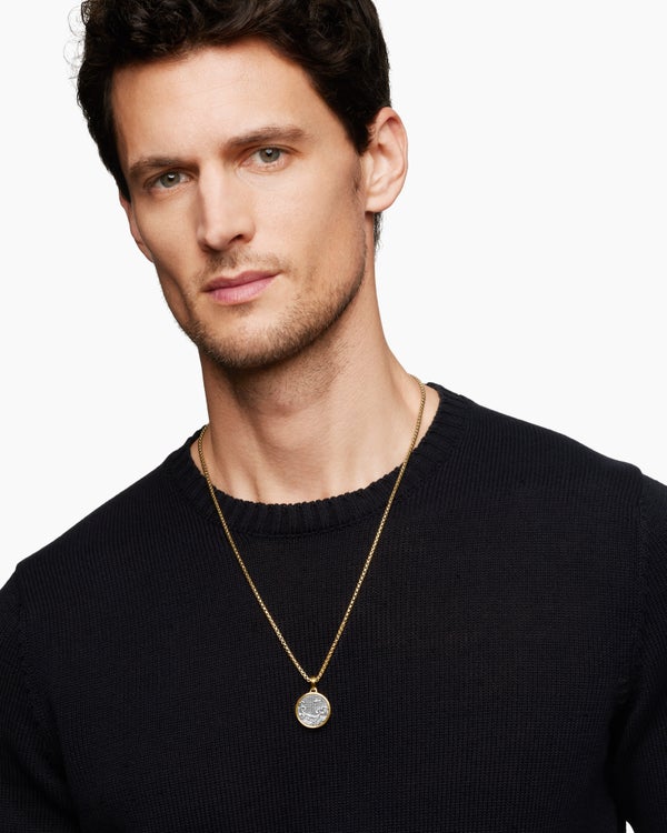 Water and Fire Duality Amulet in Sterling Silver with 18K Yellow Gold, 24mm