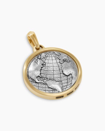 Earth and Moon Duality Amulet in Sterling Silver with 18K Yellow Gold, 30mm