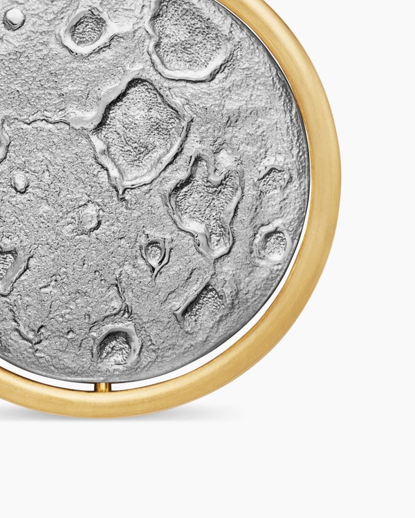 Amulette Duality Terre et Lune en argent massif avec or jaune 18 carats, 24 mm