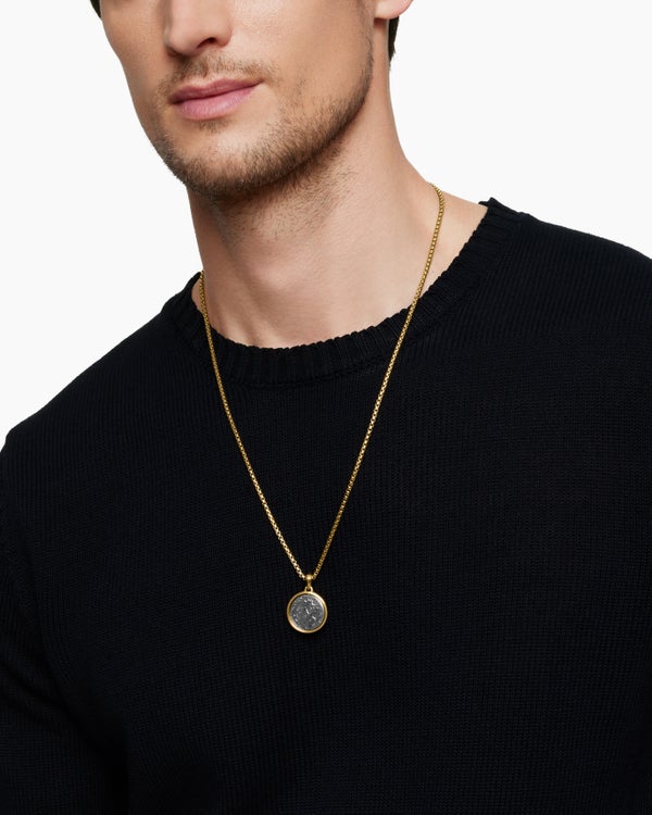 Amulette Duality Terre et Lune en argent massif avec or jaune 18 carats, 24 mm