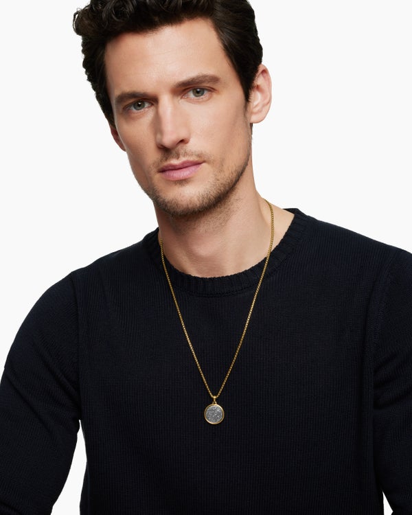 Amulette Duality Terre et Lune en argent massif avec or jaune 18 carats, 24 mm