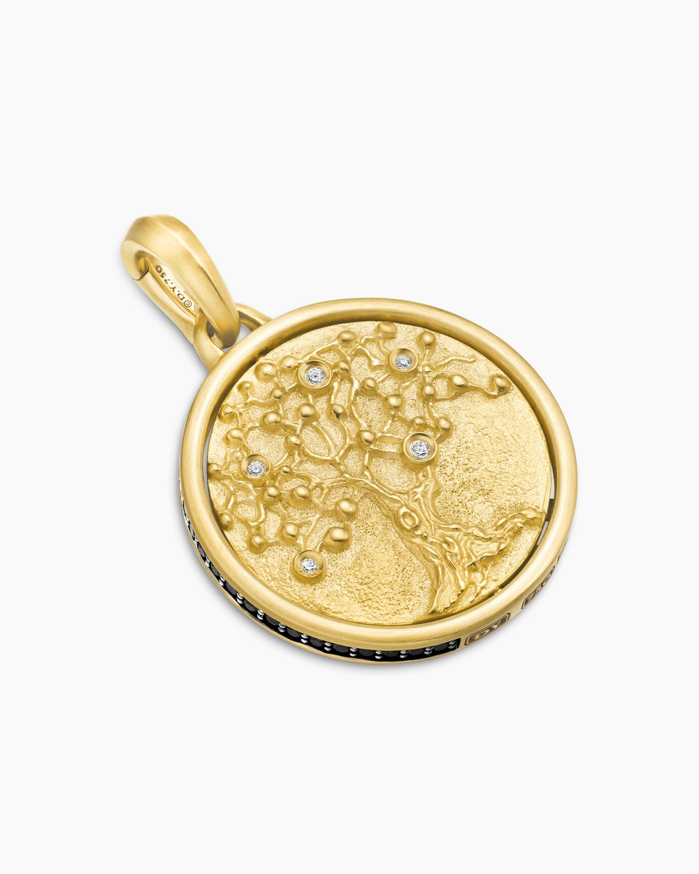 Mens Life and Death Duality Amulet in 18K Yellow Gold with Diamonds, 24mm