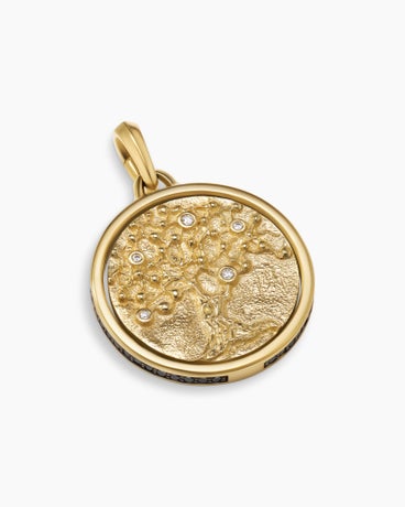 Life and Death Duality Amulet in 18K Yellow Gold with Diamonds, 30mm