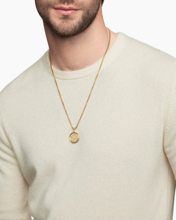 Amulette Duality vie et mort en or jaune 18 carats avec diamants, 30 mm