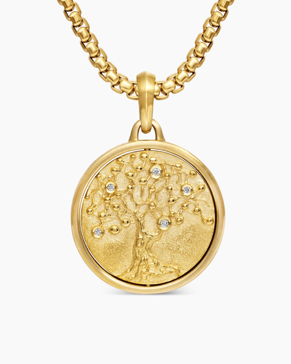 Mens Life and Death Duality Amulet in 18K Yellow Gold with Diamonds, 24mm