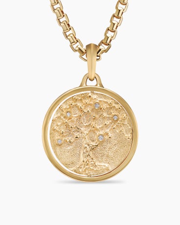 Life and Death Duality Amulet in 18K Yellow Gold with Diamonds, 30mm