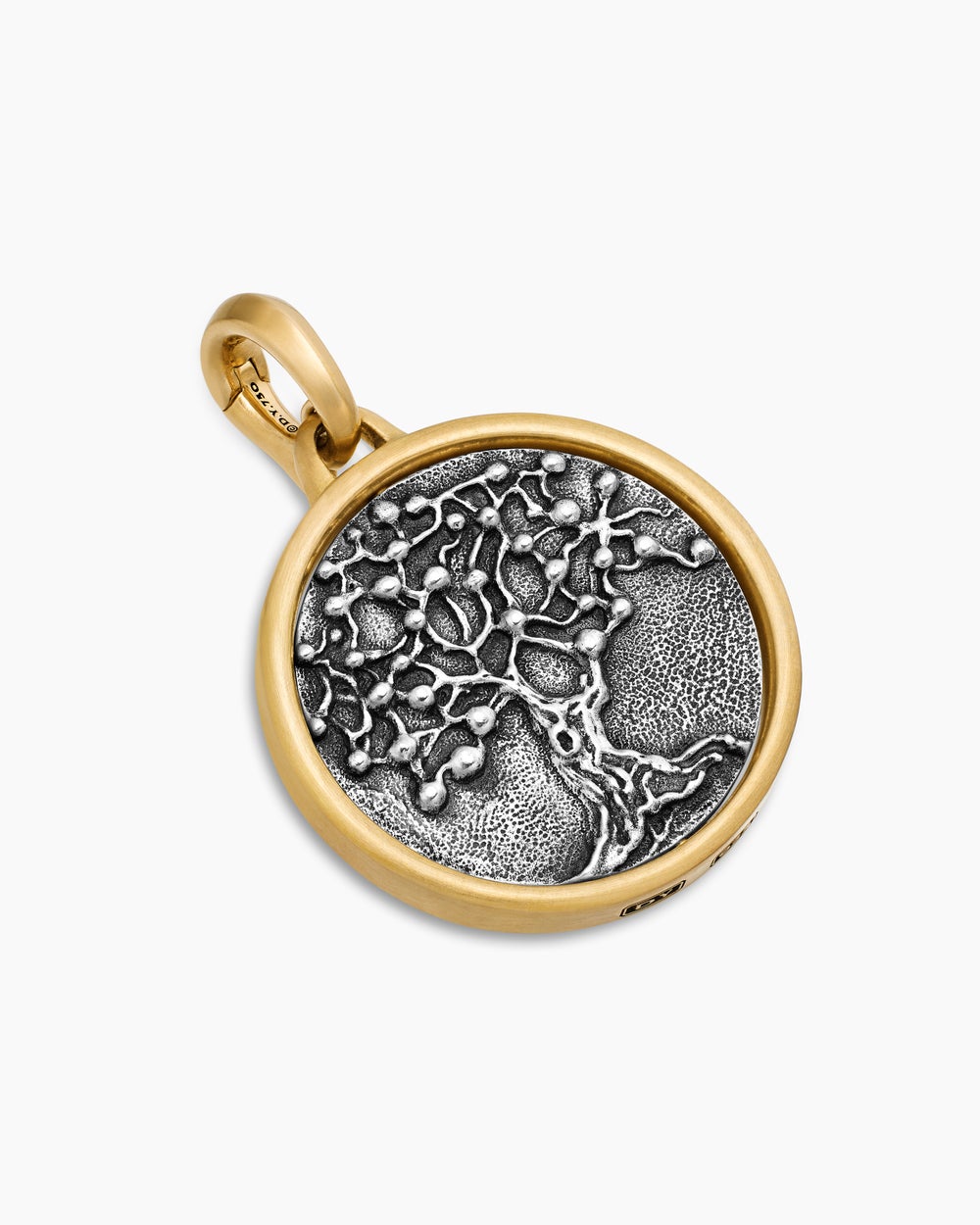 Amulette Duality Vie et Mort en argent sterling avec or jaune 18 carats, 24 mm hommes