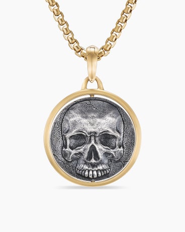 Life and Death Duality Amulet in Sterling Silver with 18K Yellow Gold, 30mm