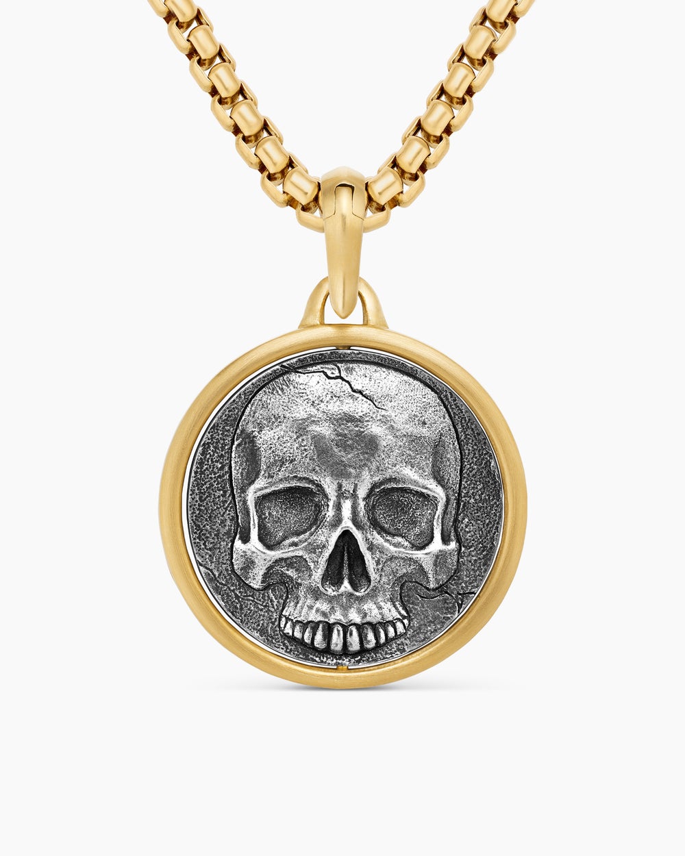 Amulette Duality Vie et Mort en argent sterling avec or jaune 18 carats, 24 mm hommes