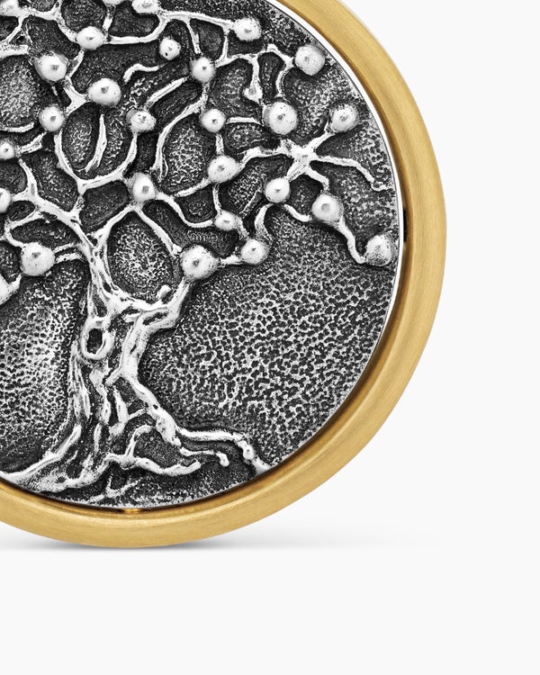 Amulette Duality vie et mort en argent sterling avec or jaune 18 carats, 30 mm