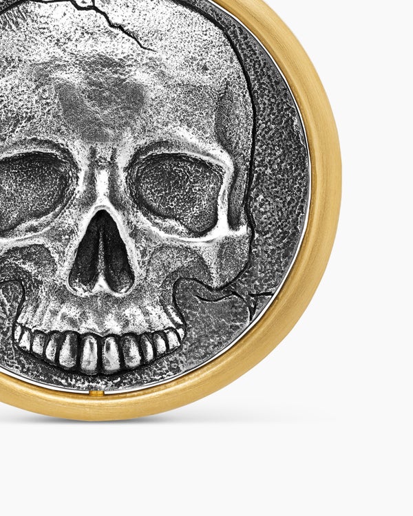 Amulette Duality vie et mort en argent sterling avec or jaune 18 carats, 30 mm