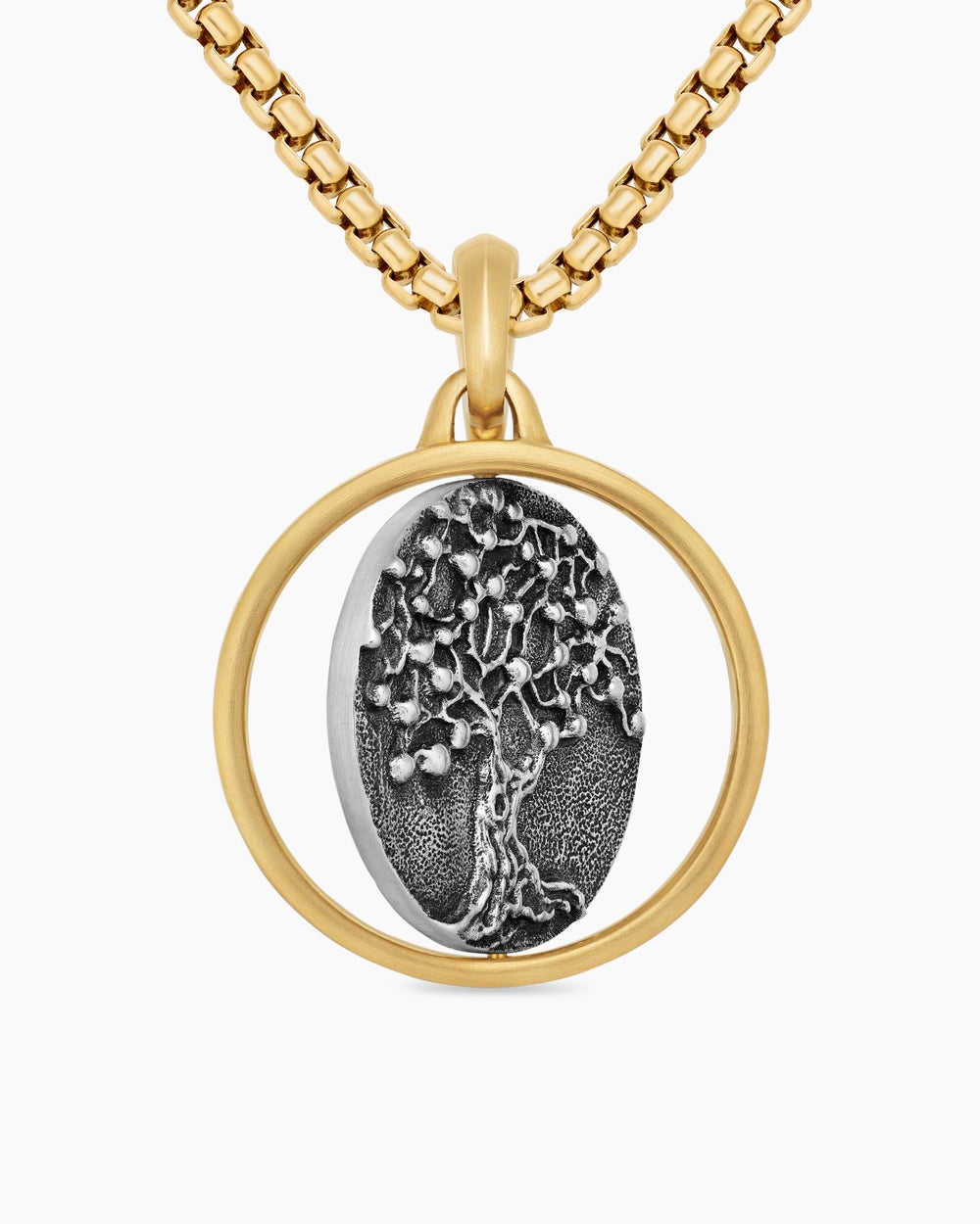 Amulette Duality Vie et Mort en argent sterling avec or jaune 18 carats, 24 mm hommes