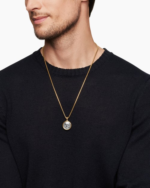 Mens Life and Death Duality Amulet in Sterling Silver with 18K Yellow Gold, 24mm