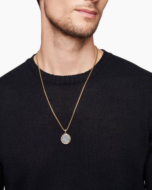 Mens Life and Death Duality Amulet in Sterling Silver with 18K Yellow Gold, 24mm