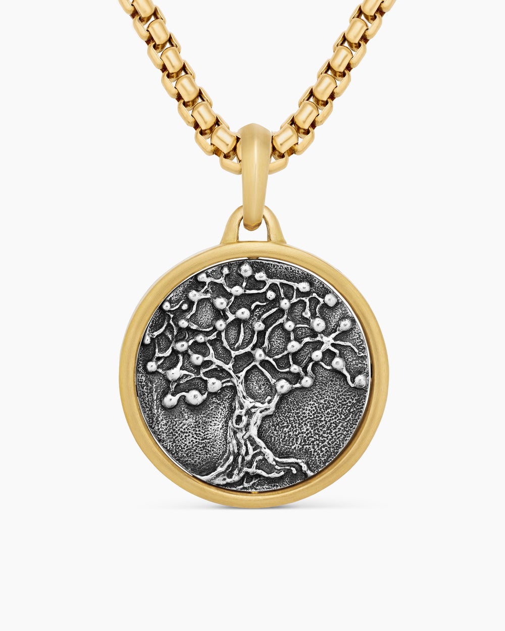 Amulette Duality Vie et Mort en argent sterling avec or jaune 18 carats, 24 mm hommes