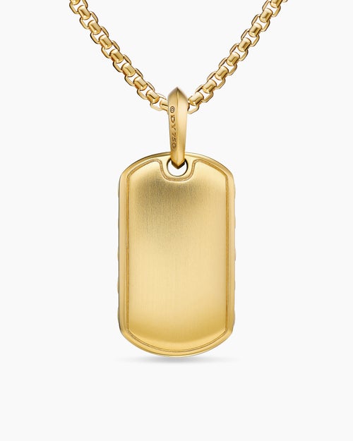 Mens Sculpted Cable Tag in 18K Yellow Gold, 27mm