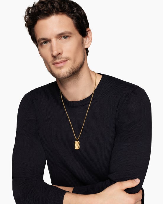 Sculpted Cable Tag in 18ct Yellow Gold, 27mm