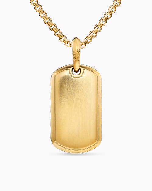 Mens Sculpted Cable Tag in 18ct Yellow Gold with Diamonds, 27mm