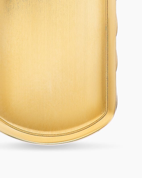 Mens Sculpted Cable Tag in 18ct Yellow Gold with Diamonds, 27mm