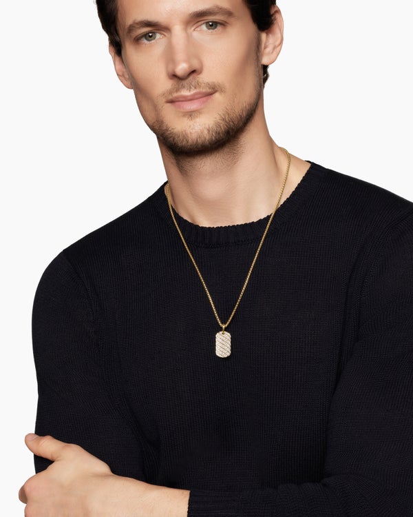 Médaille Sculpted Cable en or jaune 18 carats avec diamants, 27 mm