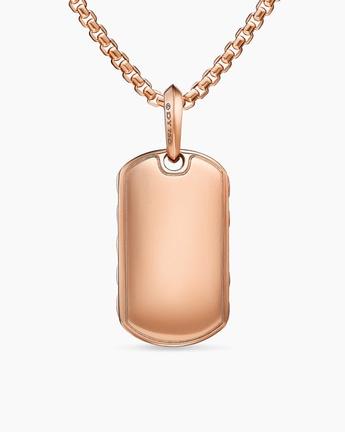 Mens Sculpted Cable Tag in 18K Rose Gold, 27mm