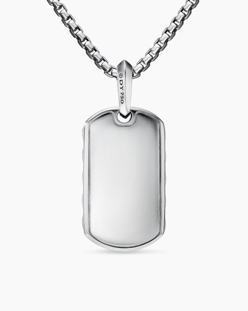 Mens Sculpted Cable Tag in 18K White Gold, 27mm