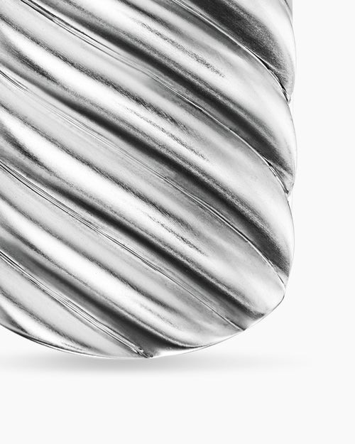 Mens Sculpted Cable Tag in 18K White Gold, 27mm