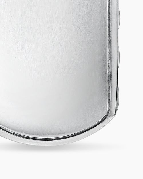 Mens Sculpted Cable Tag in 18K White Gold, 27mm