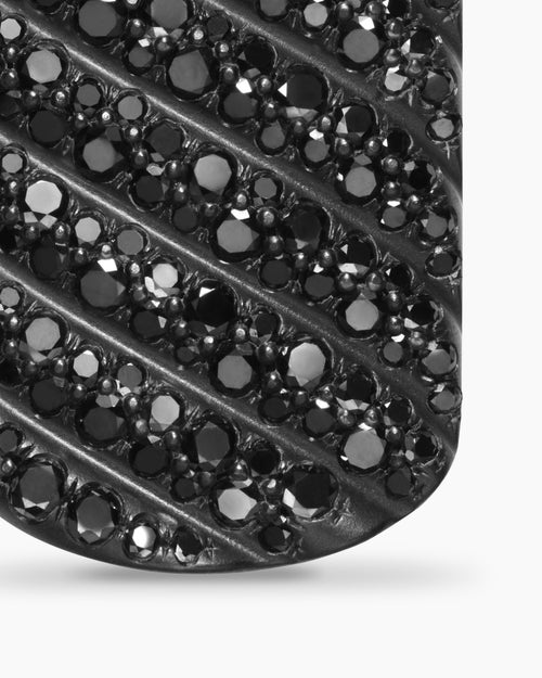 Mens Sculpted Cable Tag in Black Titanium with Black Diamonds, 27mm