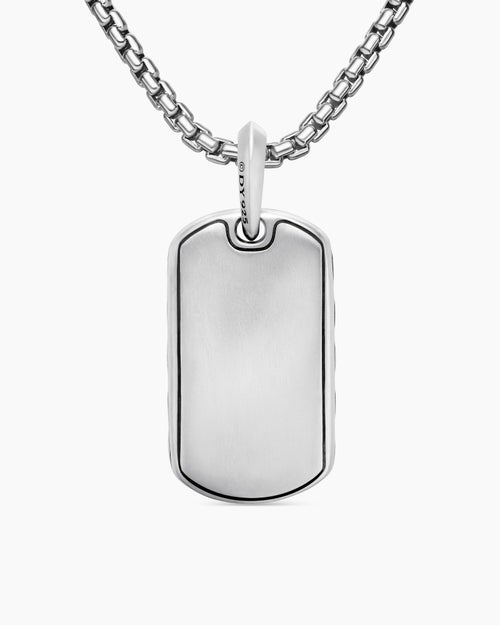 Mens Sculpted Cable Tag in Sterling Silver, 27mm