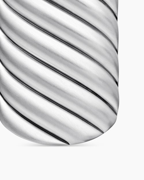Mens Sculpted Cable Tag in Sterling Silver, 27mm