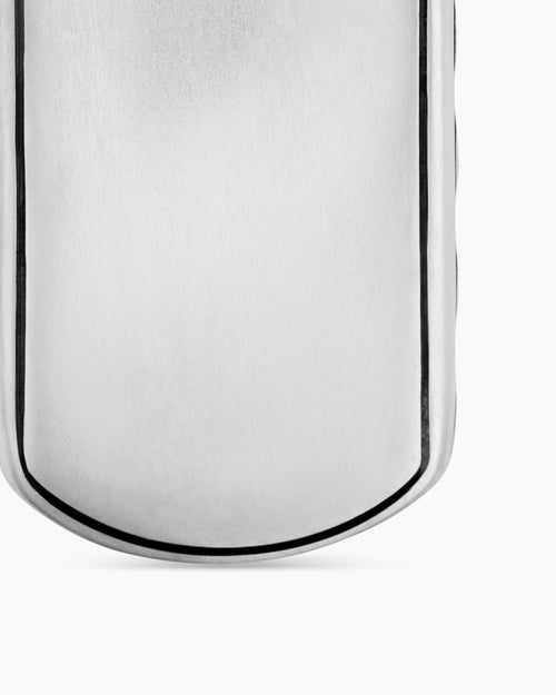 Mens Sculpted Cable Tag in Sterling Silver, 27mm