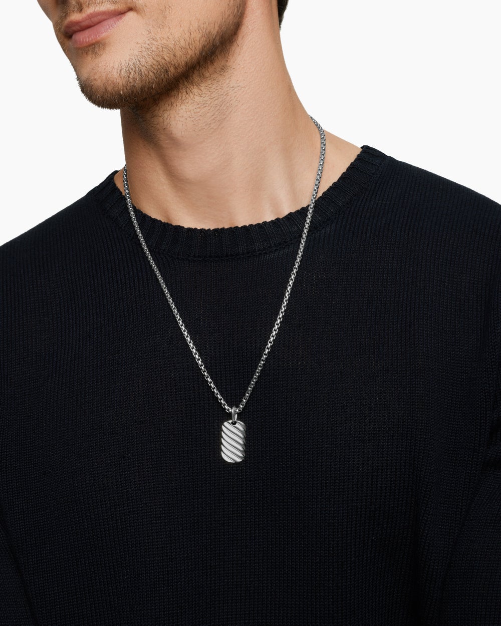 Médaille Sculpted Cable en argent massif, 27 mm homme