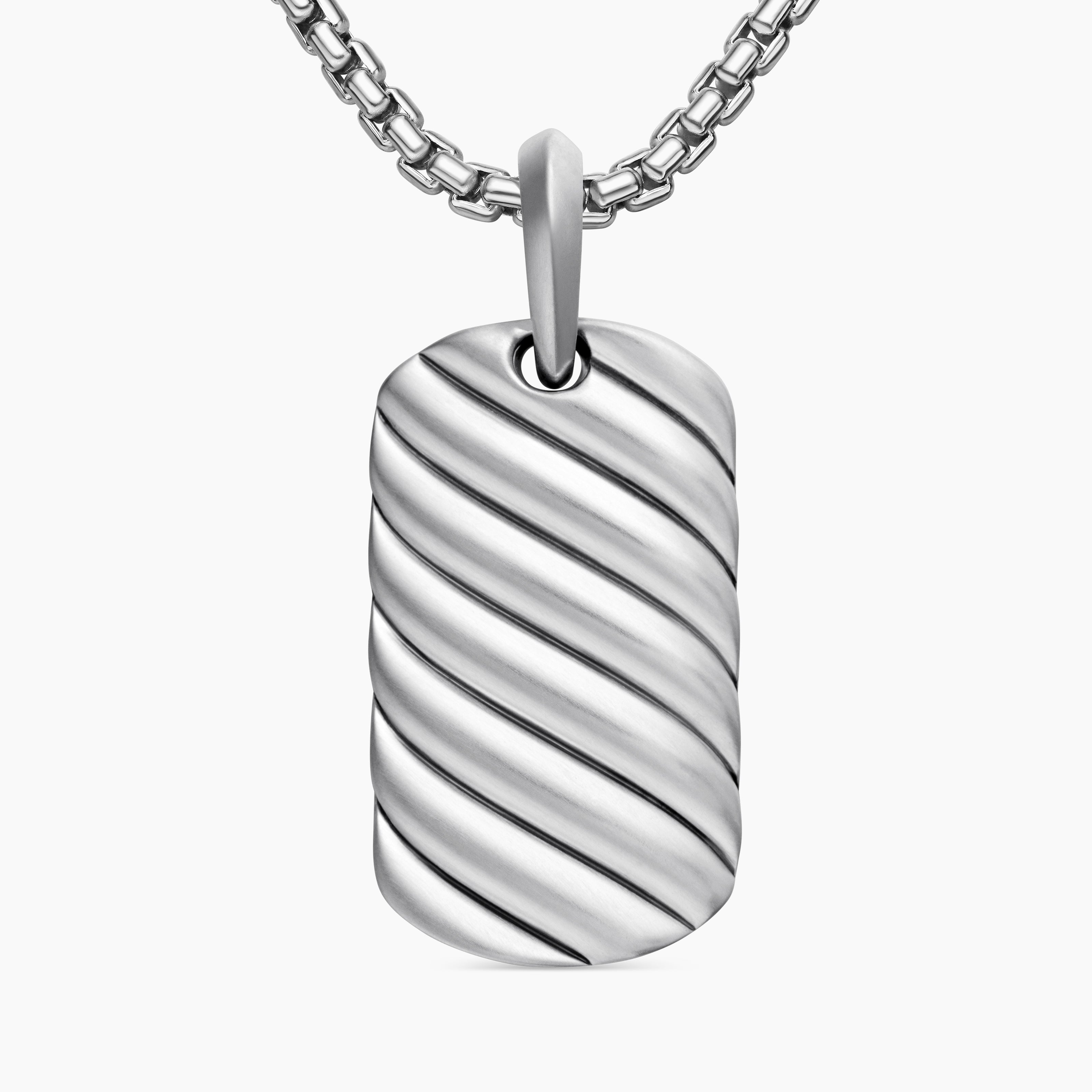 M&eacute;daille Sculpted Cable en argent massif, 27 mm homme 