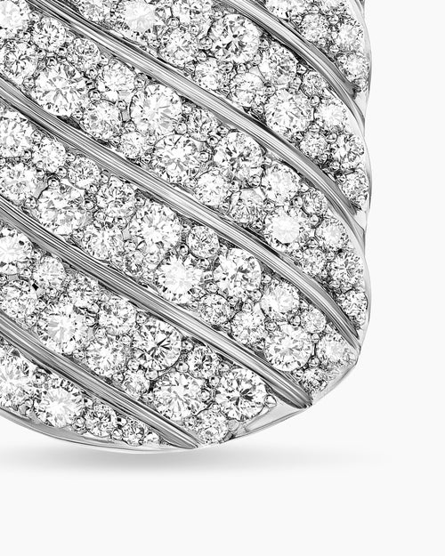 Mens Sculpted Cable Tag in Sterling Silver with Diamonds, 27mm