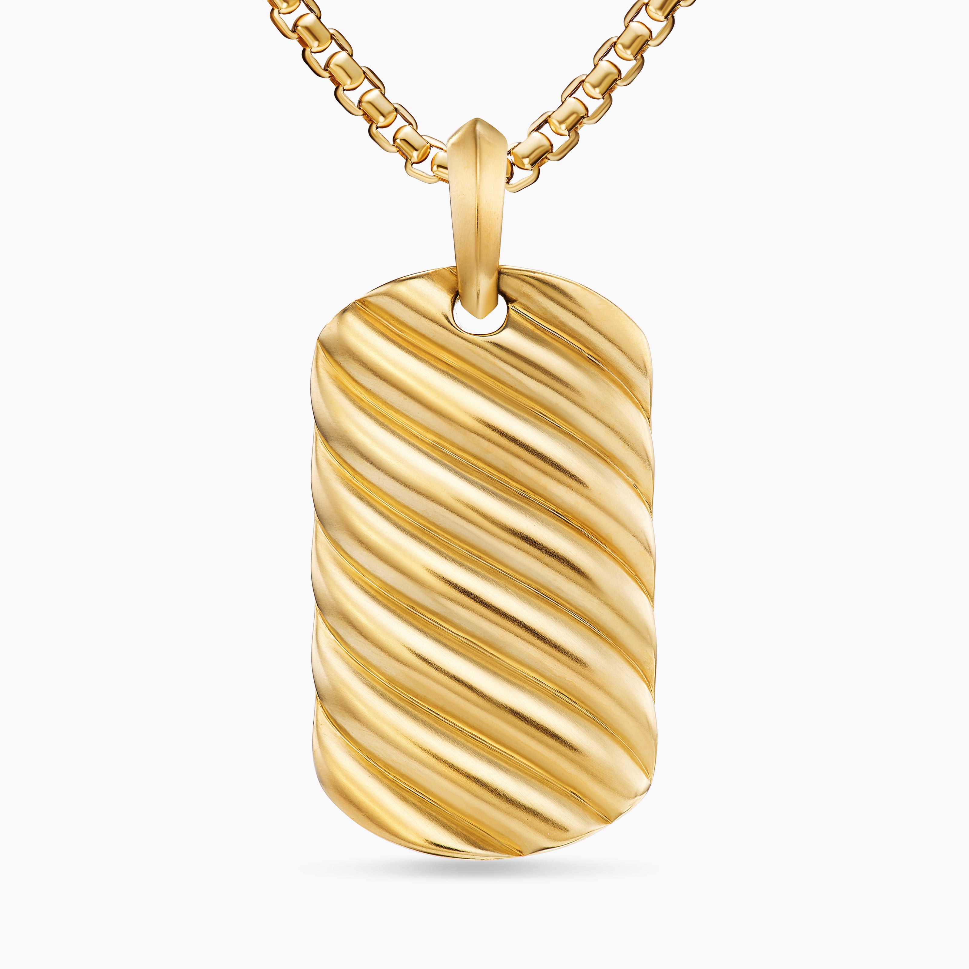 M&eacute;daille Sculpted Cable en or jaune 18 carats, 35 mm homme 