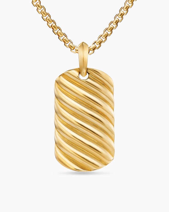 Sculpted Cable Tag in 18ct Yellow Gold, 35mm