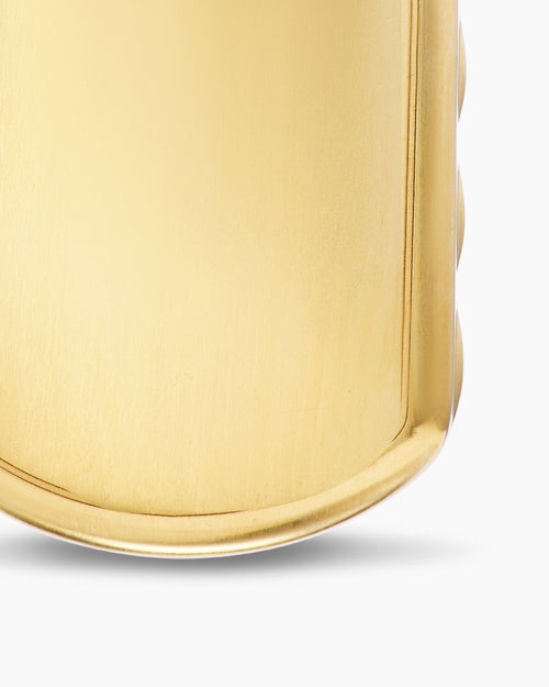 Mens Sculpted Cable Tag in 18K Yellow Gold with Diamonds, 35mm