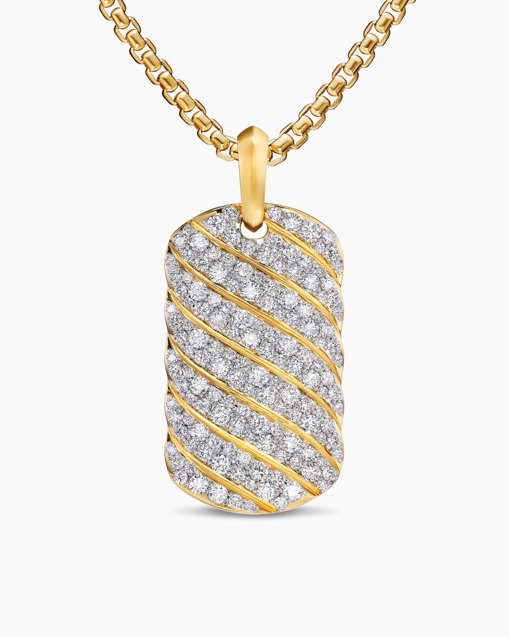 Médaille Sculpted Cable en or jaune 18 carats avec diamants, 35 mm homme