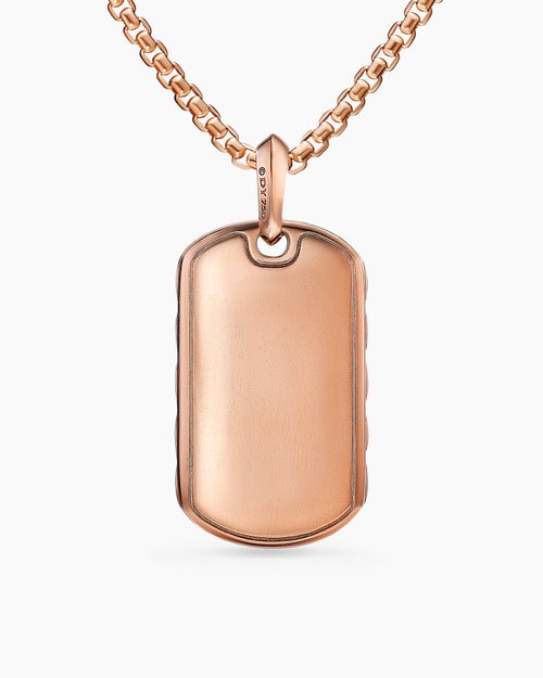 Mens Sculpted Cable Tag in 18K Rose Gold, 35mm