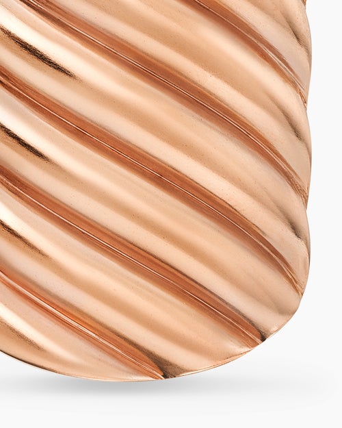 Mens Sculpted Cable Tag in 18K Rose Gold, 35mm