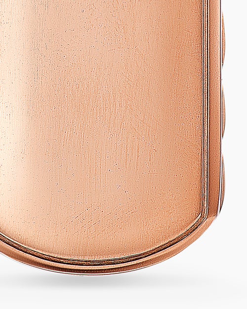 Mens Sculpted Cable Tag in 18K Rose Gold, 35mm