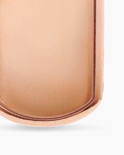 Mens Sculpted Cable Tag in 18K Rose Gold with Cognac Diamonds, 35mm