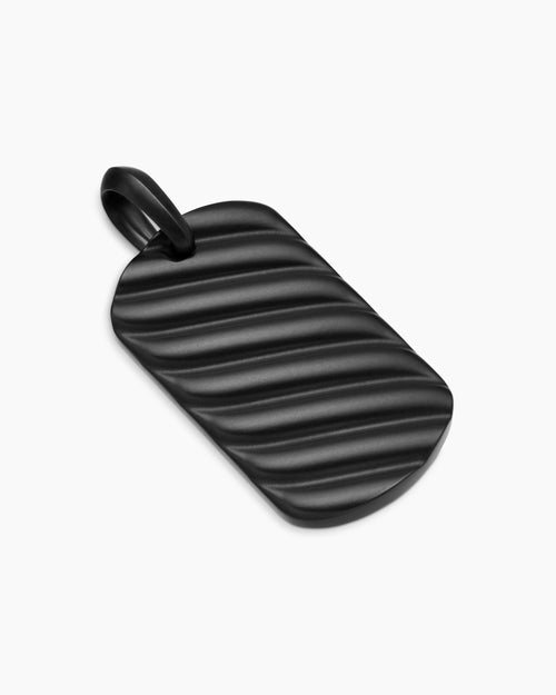 Mens Sculpted Cable Tag in Black Titanium, 35mm